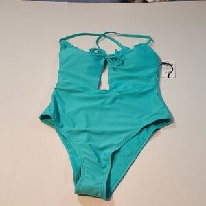 Shade & Shore Womens Teal One-Piece Swimsuit XS Keyhole Adjustable Straps NWT